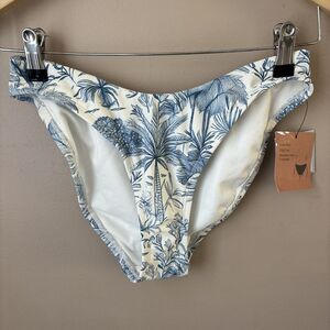 NWT Shade & Shore Blue White Floral Toile High Leg Bikini Bottom